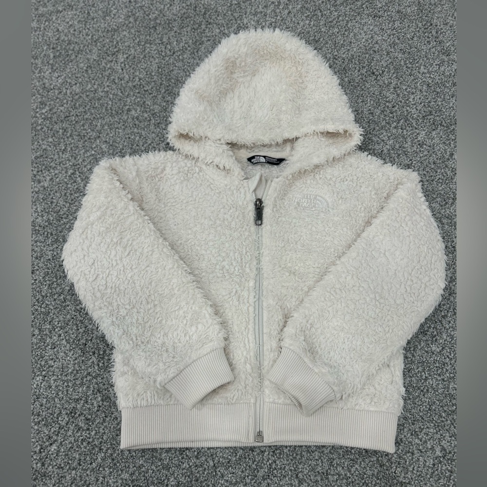 The North Face Cream Fuzzy Hooded Zip Jacket